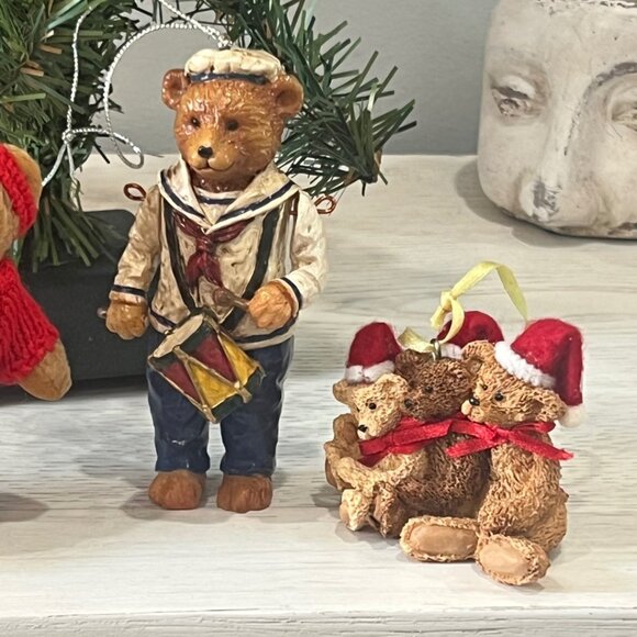 Vintage Lot Teddy Bear Ornaments Hallmark Kurt Adler Sailor Plush Old World - Picture 2 of 15